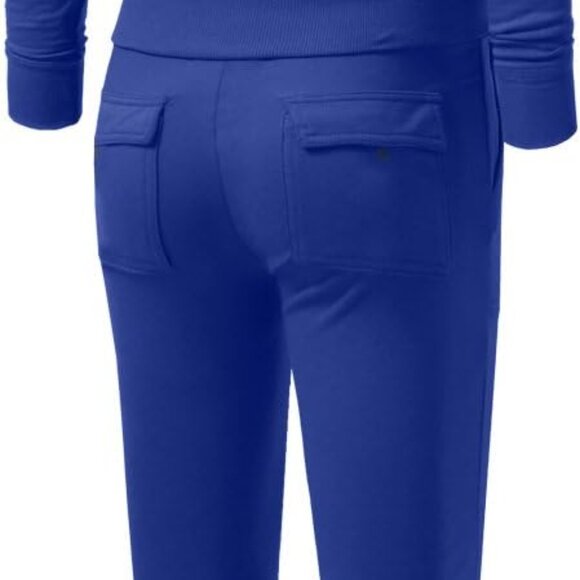 Chic Women's Royal Blue Zip-Up Hoodie Tracksuit Set S-3XL for Every Occasion - Picture 3 of 5